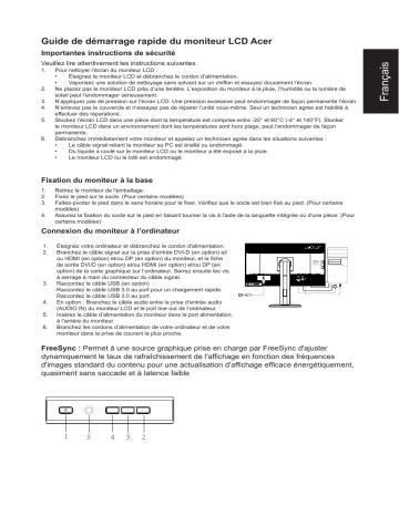Acer XF270H Monitor Guide de démarrage rapide | Fixfr