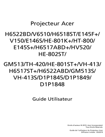 H6522BD | Acer H6522ABD Projector Manuel utilisateur | Fixfr