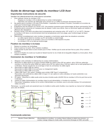 Acer B247Y Monitor Guide de démarrage rapide | Fixfr