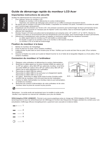 Acer BL280K Monitor Guide de démarrage rapide | Fixfr