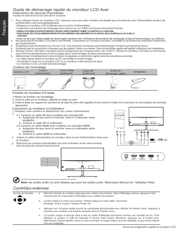Acer RG321QUP Monitor Guide de démarrage rapide | Fixfr