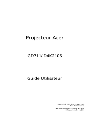 Acer GD711 Projector Manuel utilisateur | Fixfr