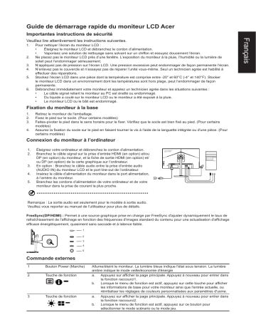 Acer CB272U Monitor Guide de démarrage rapide | Fixfr