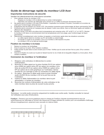 Acer KS271 Monitor Guide de démarrage rapide | Fixfr