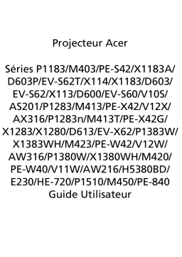 Acer X113P Projector Manuel utilisateur