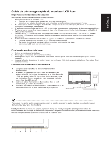 Acer KG281KA Monitor Guide de démarrage rapide | Fixfr