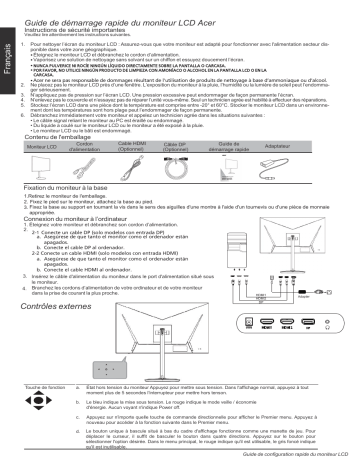 XZ322QUP | Acer XZ322QU Monitor Guide de démarrage rapide | Fixfr