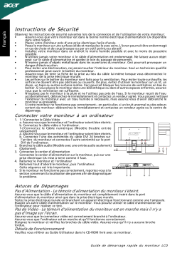 Acer P186HV Monitor Guide de démarrage rapide