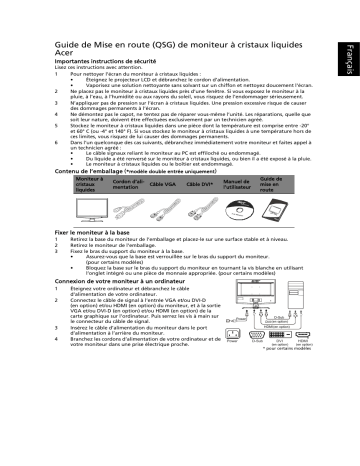 Acer P224W Monitor Guide de démarrage rapide | Fixfr