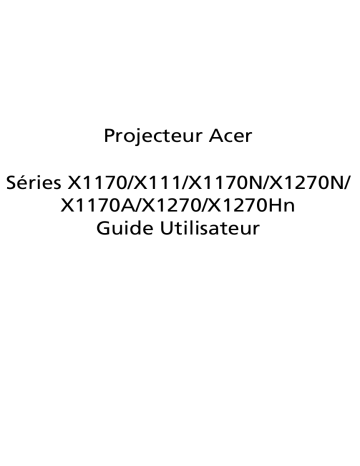 Acer X1270 Projector Manuel utilisateur | Fixfr