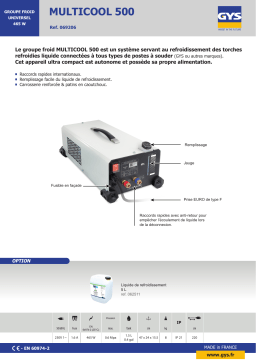 GYS UNIVERSAL COOLING UNIT MULTICOOL 500 Fiche technique