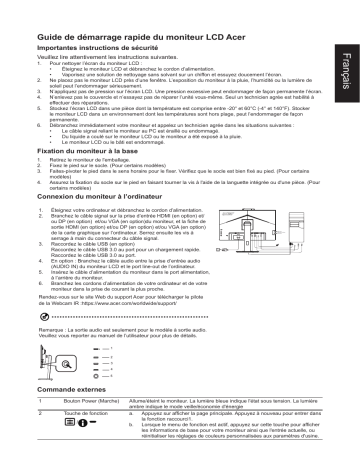 Acer B247YD Monitor Guide de démarrage rapide | Fixfr
