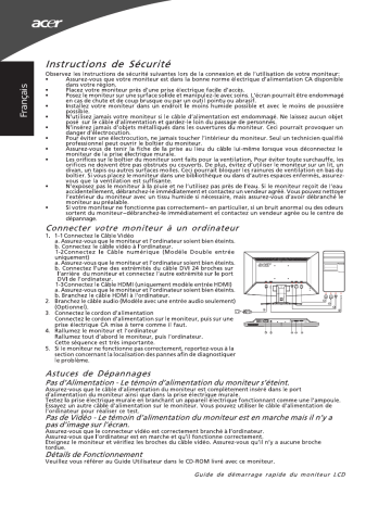 Acer G235HL Monitor Guide de démarrage rapide | Fixfr