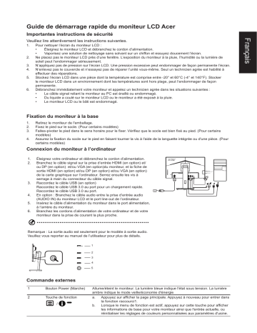 Acer B257Q Monitor Guide de démarrage rapide | Fixfr
