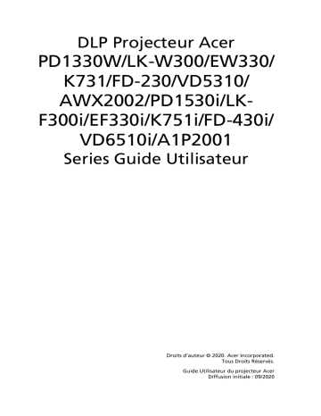 PD1330W | Acer PD1530i Projector Manuel utilisateur | Fixfr