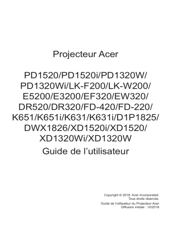 XD1320Wi | Acer XD1520i Projector Manuel utilisateur | Fixfr