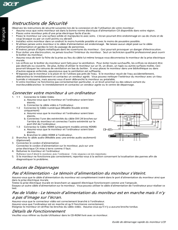 Acer P246H Monitor Guide de démarrage rapide | Fixfr