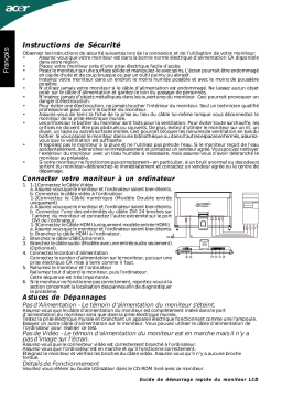 Acer T231H Monitor Guide de démarrage rapide