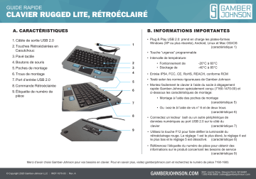 Gamber-Johnson Rugged Lite Backlit Keyboard Manuel utilisateur | Fixfr
