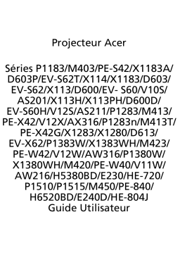 Acer P1515 Projector Manuel utilisateur