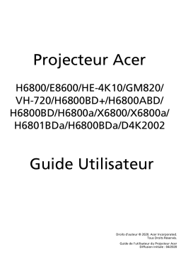 Acer H6801BDa Projector Manuel utilisateur