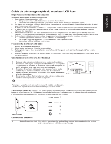 Acer KW272U Monitor Guide de démarrage rapide | Fixfr