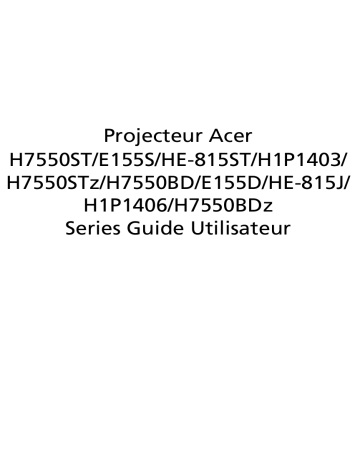 Acer H7550STz Projector Manuel utilisateur | Fixfr