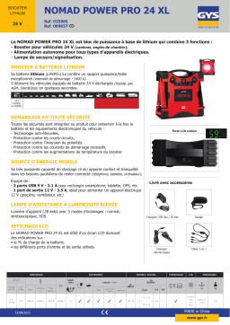 GYS BOOSTER LITHIUM NOMAD POWER PRO 24 XL Fiche technique