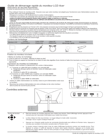 Acer XZ272UP Monitor Guide de démarrage rapide | Fixfr