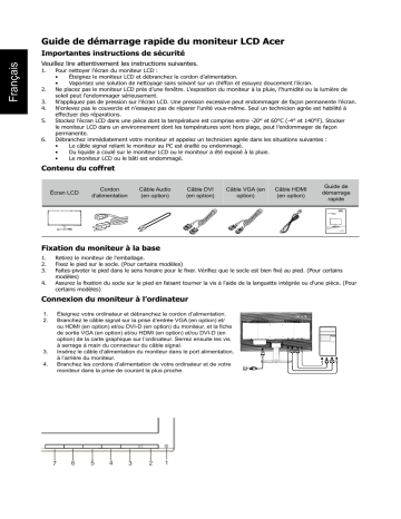 Acer VA241Y Monitor Guide de démarrage rapide | Fixfr