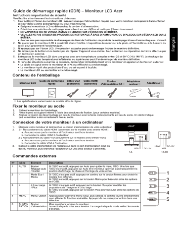 Acer EH200Q Monitor Guide de démarrage rapide | Fixfr