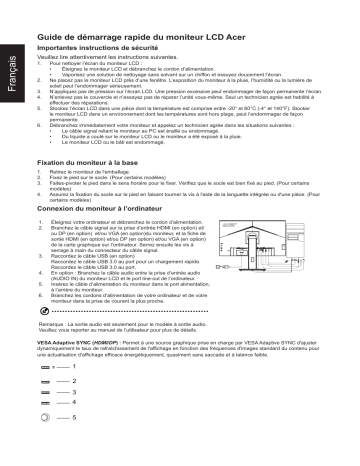 Acer B227QD Monitor Guide de démarrage rapide | Fixfr