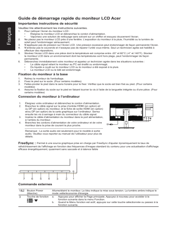 Acer CB281HKA Monitor Guide de démarrage rapide | Fixfr