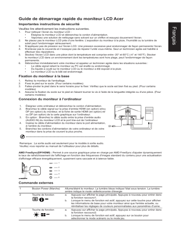 Acer CBL272U Monitor Guide de démarrage rapide | Fixfr