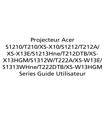 Acer S1213Hne Projector Manuel utilisateur | Fixfr