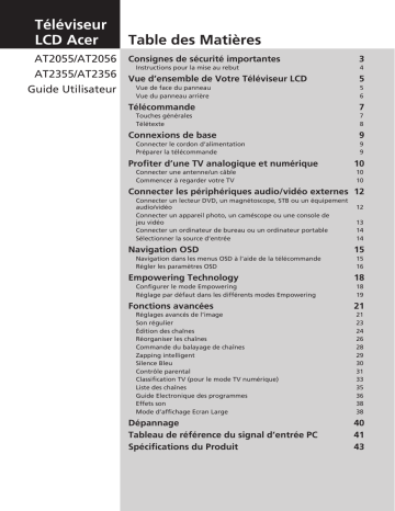 AT2056 | AT2055 | AT2355 | AT2356M | Acer AT2356 Acer TV Manuel utilisateur | Fixfr