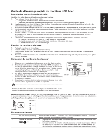 Acer CBL242Y Monitor Guide de démarrage rapide | Fixfr