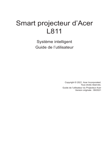 Acer L811 Projector Manuel utilisateur | Fixfr