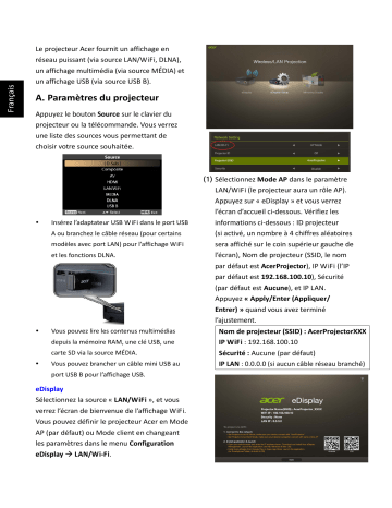 P7505 | P7605 | Acer H9505BD Projector Guide de démarrage rapide | Fixfr