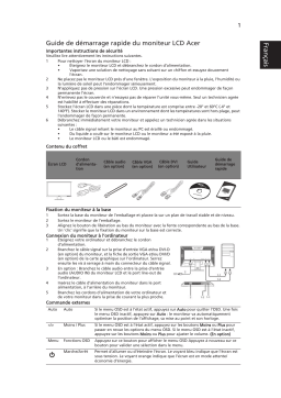 Acer V203HV Monitor Guide de démarrage rapide