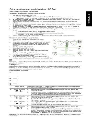 Acer XR343CKP Monitor Guide de démarrage rapide | Fixfr