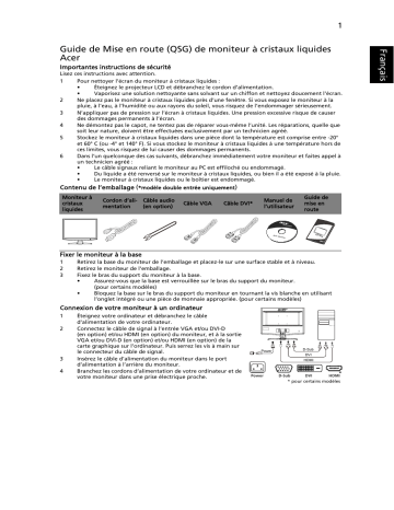 Acer P244W Monitor Guide de démarrage rapide | Fixfr