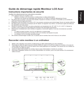 Acer ET430K Monitor Guide de démarrage rapide | Fixfr