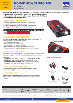 GYS BOOSTER LITHIUM NOMAD POWER PRO 700 Fiche technique