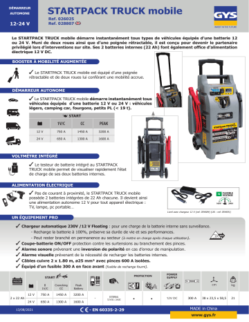 GYS STARTPACK TRUCK MOBILE Fiche technique | Fixfr