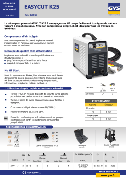 GYS PLASMA CUTTER K25 Fiche technique