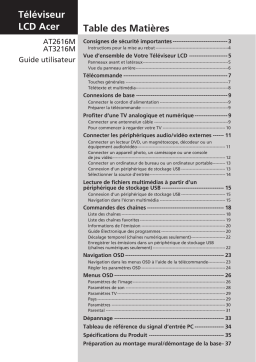 Acer AT3216MF Acer TV Manuel utilisateur