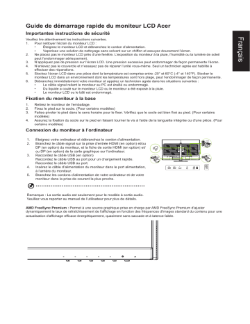 Acer XV322QUKV Monitor Guide de démarrage rapide | Fixfr