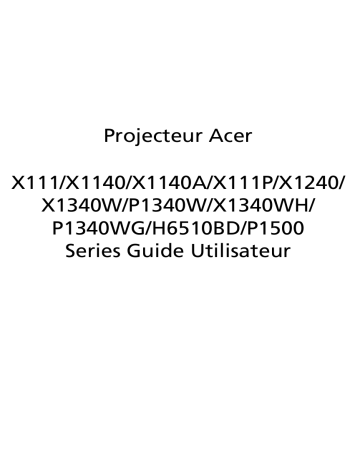 Acer M342 Projector Manuel utilisateur | Fixfr