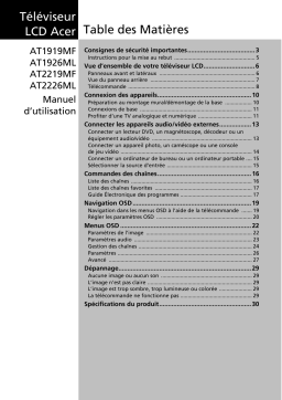 Acer AT2219MF Acer TV Manuel utilisateur